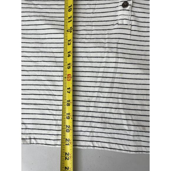 Coastal Minimalist Striped Henley Top L Parisian French Girl Scandi Capsule Y2K - Picture 12 of 14